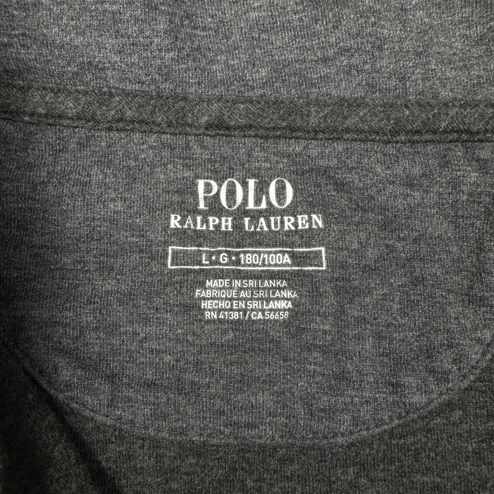 Polo Ralph Lauren Mens Large Charcoal Gray Quarter Zip Pullover Sweatshirt Pony - Picture 3 of 8